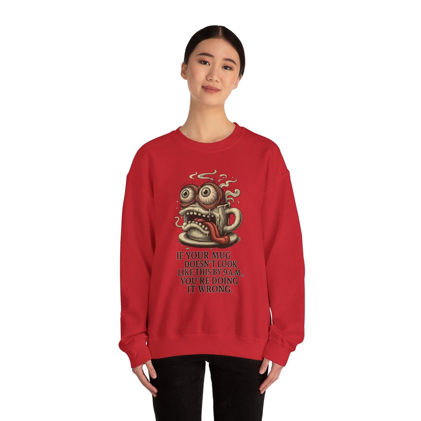 9 A.M. Coffee Mug Face Crewneck Sweatshirt