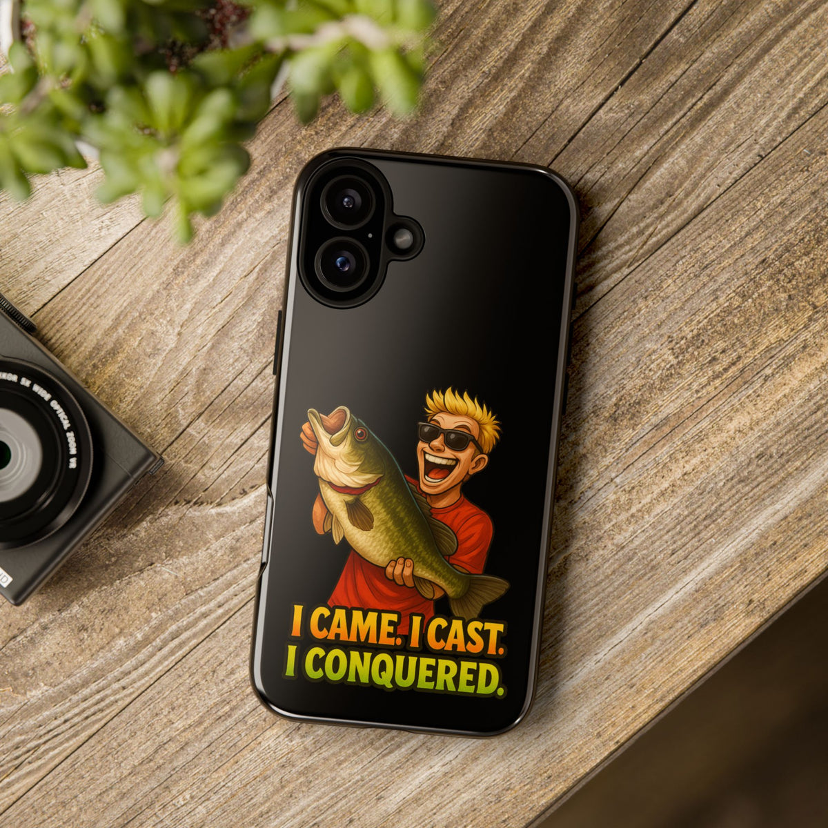 Fishing Phone Case — "I Came. I Cast. I Conquered." Graphic Bass Design