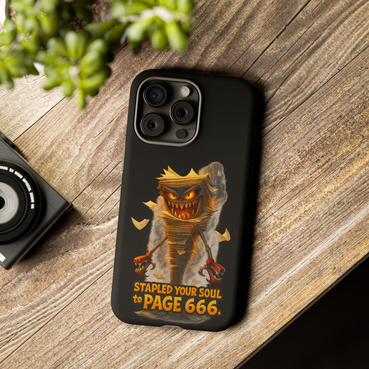 Phone Case — Halloween Mummy Creature “Stapled Your Soul to Page 666” Horror Design