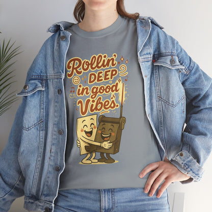 Rollin' Deep in Good Vibes – Smiling Paper & Roller T-Shirt