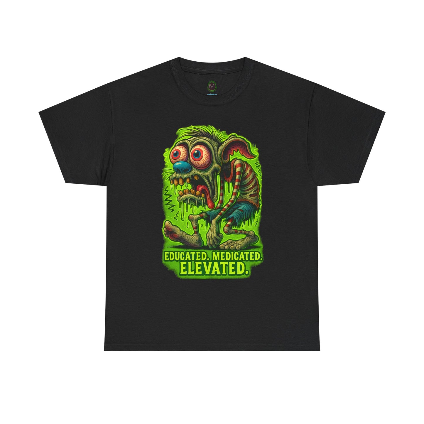 Educated. Medicated. Elevated. – Zombie Slacker T-Shirt