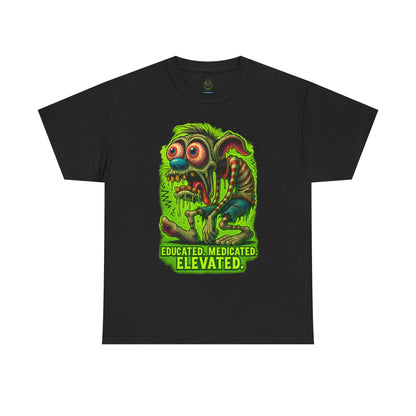Educated. Medicated. Elevated. – Zombie Slacker T-Shirt