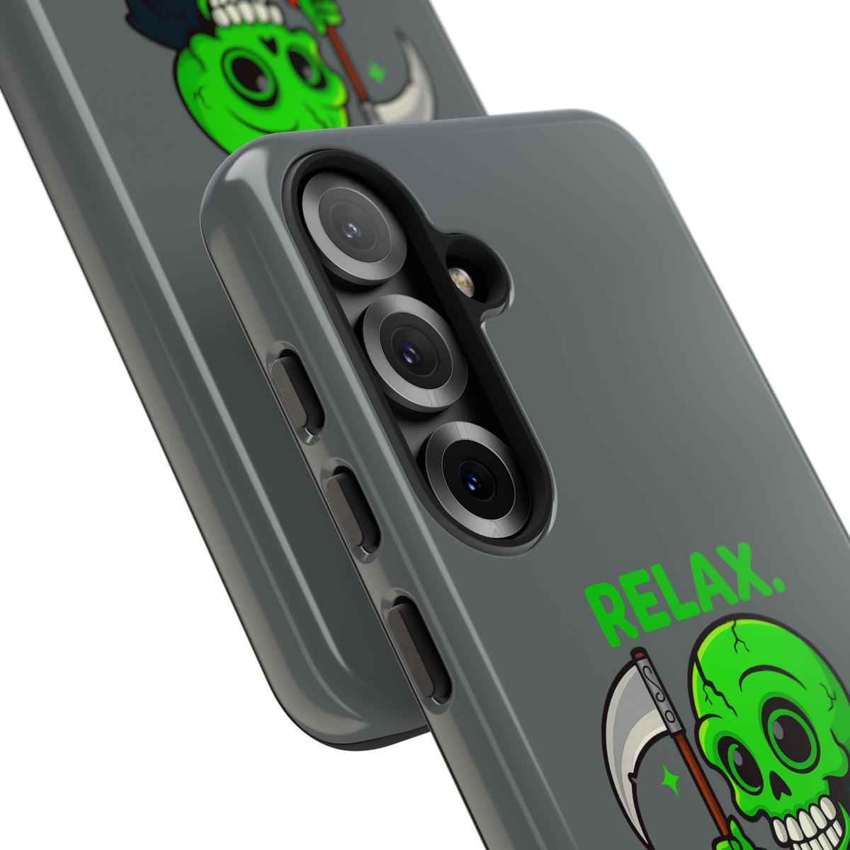 Phone Case — 'Relax. I Only Reap on Weekdays.' Cute Green Grim Reaper Protective Cover