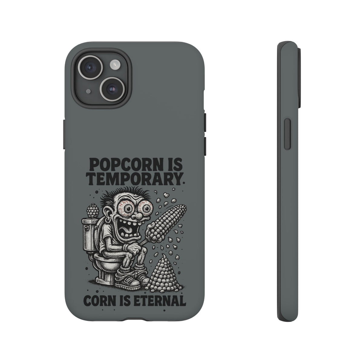 Phone Case — "Popcorn Is Temporary, Corn Is Eternal" Retro Zombie Corn Design