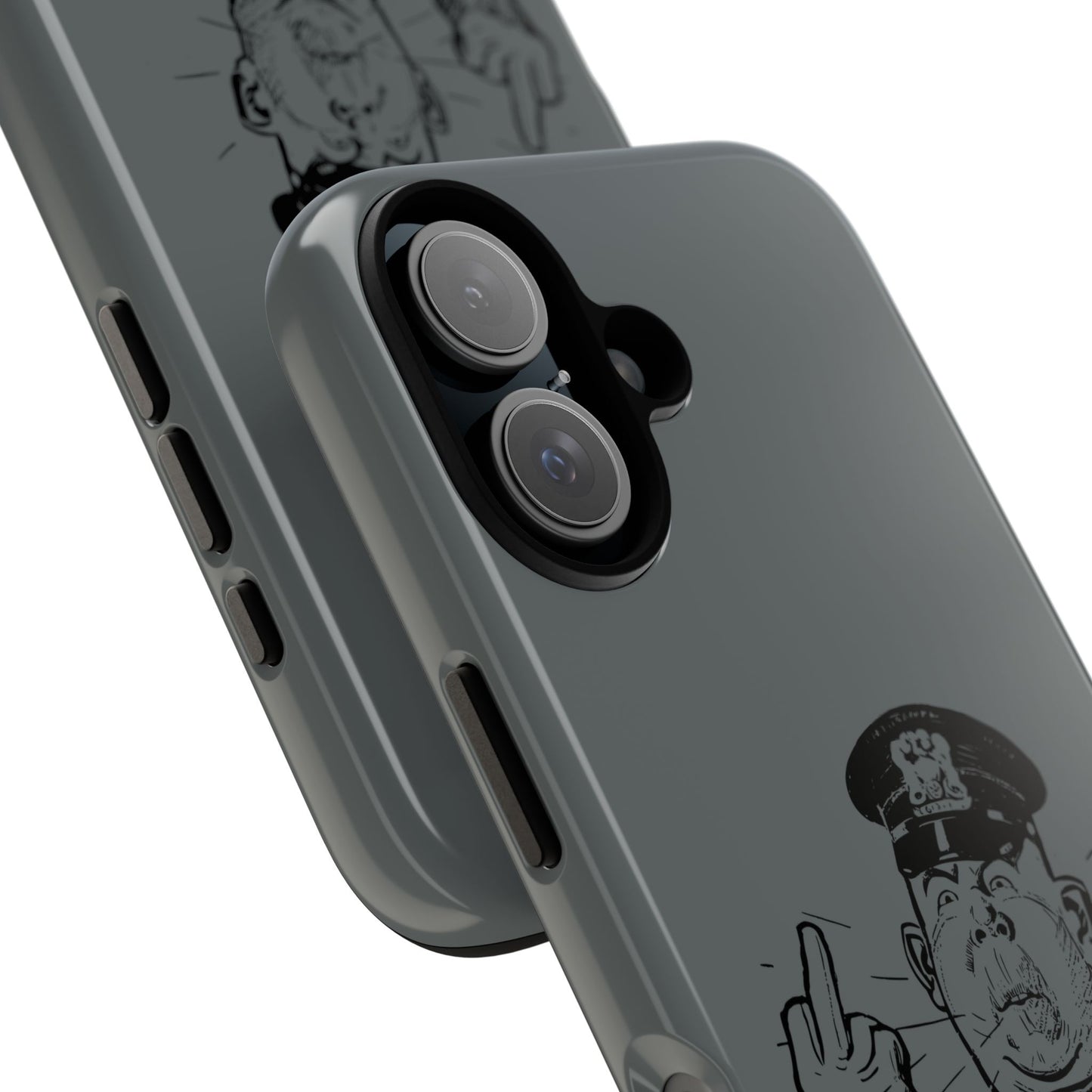 Vintage Cop Middle Finger Phone Case — Edgy Retro iPhone Protective Cover