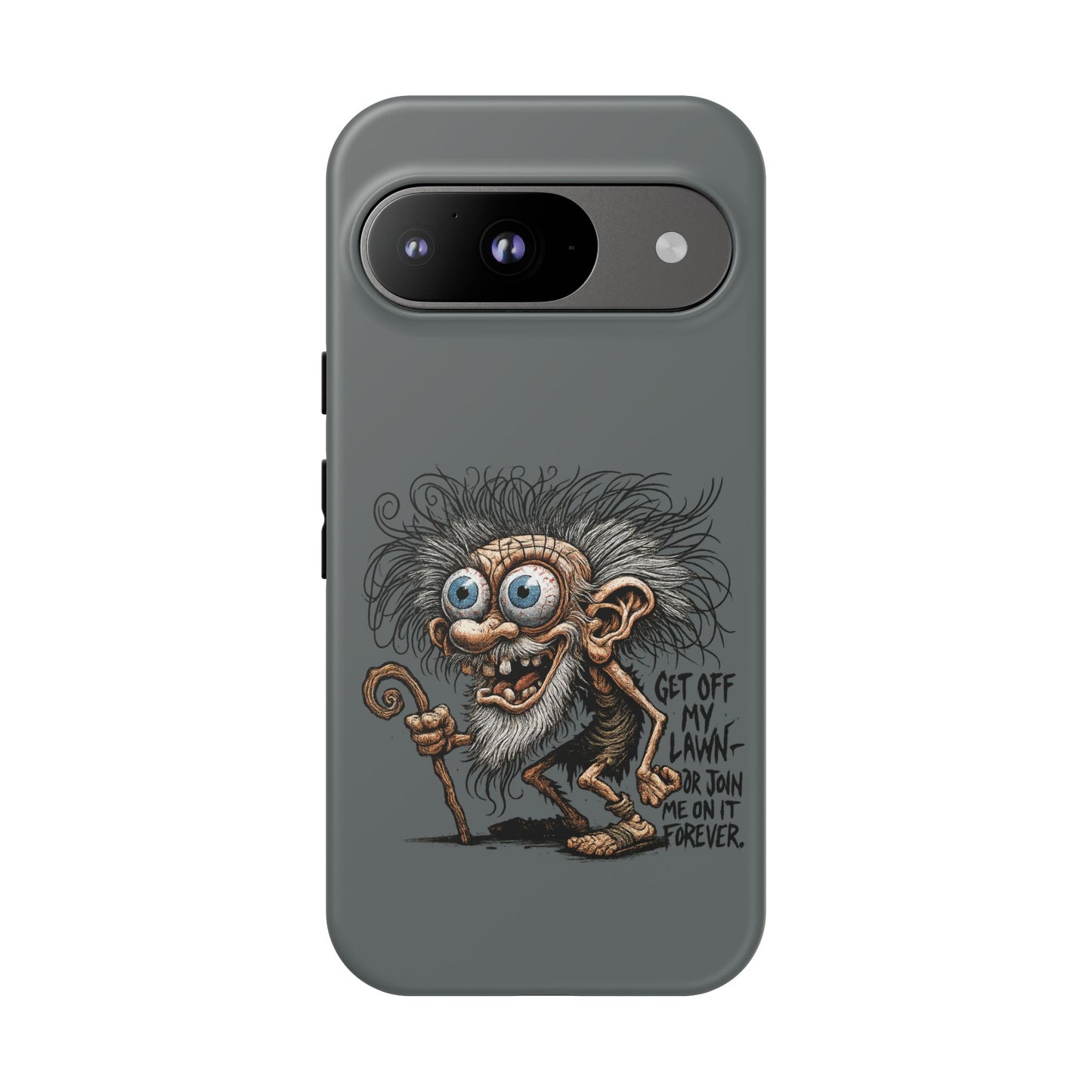 Phone Case — Funny Grumpy Troll Design: “Get Off My Lawn” Protective Cover