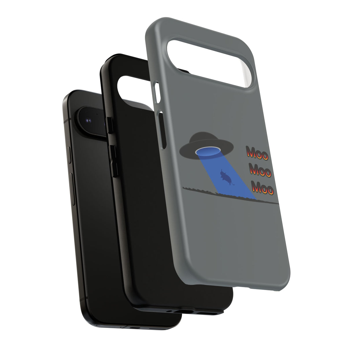 Phone Case — Funny UFO Cow Abduction Design with “Moo Moo Moo”