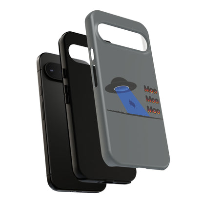 Phone Case — Funny UFO Cow Abduction Design with “Moo Moo Moo”
