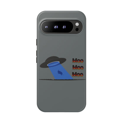 Phone Case — Funny UFO Cow Abduction Design with “Moo Moo Moo”