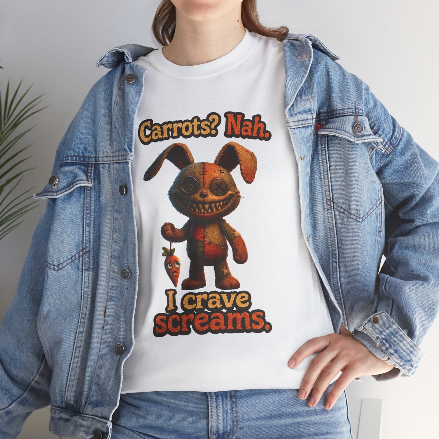 Creepy Bunny Plush I Crave Screams T-Shirt | Halloween Horror Tee
