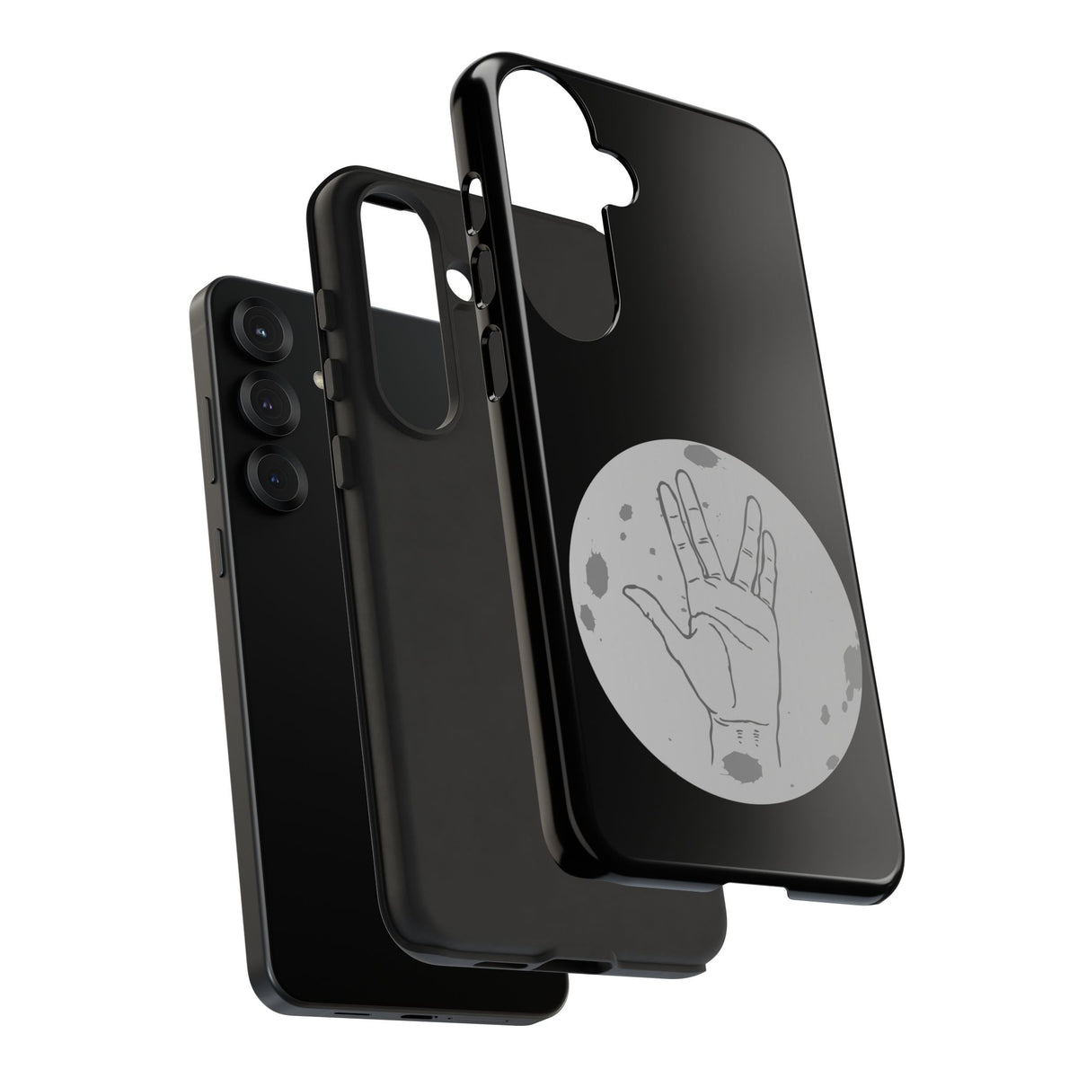 Spock Live Long Phone Case — Vulcan Salute Moon Graphic