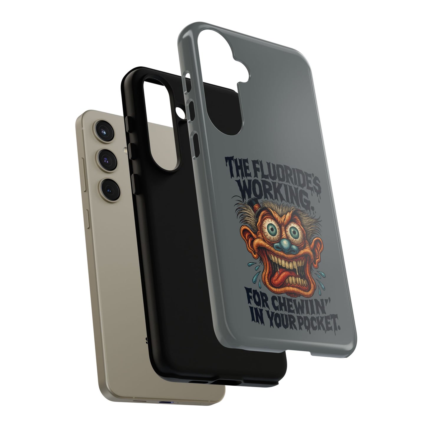 Phone Case — Retro Horror Graphic “The Fluoride’s Working” Shock Art