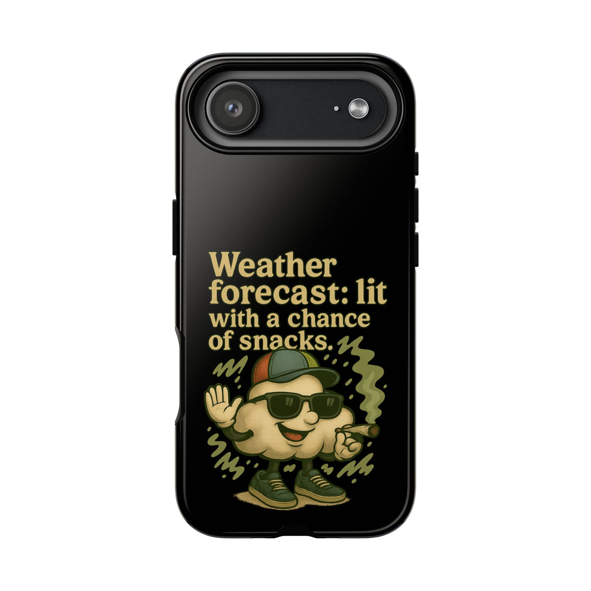 Phone Case — "Weather Forecast: Lit with a Chance of Snacks" Retro Graphic