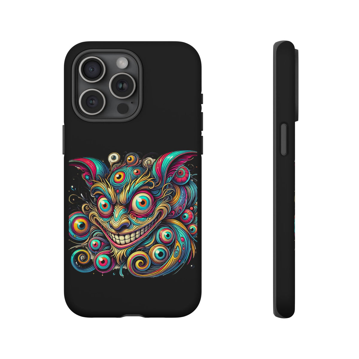 Psychedelic Mischief Phone Case — Colorful Grinning Monster Design