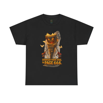 Stapled Your Soul to Page 666 T-Shirt | Demon Book Horror Tee
