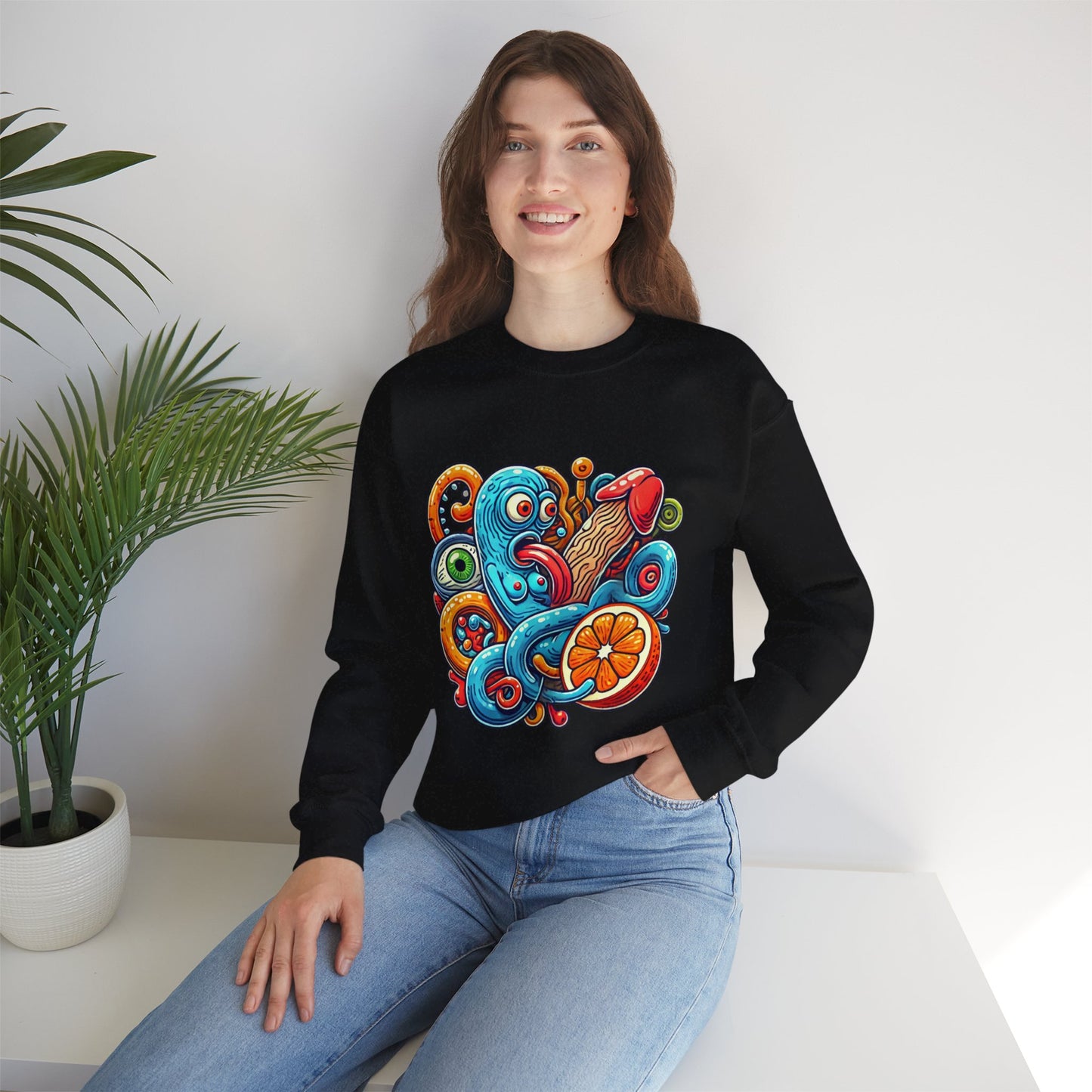 Psychedelic Tentacle Citrus Crewneck Sweatshirt