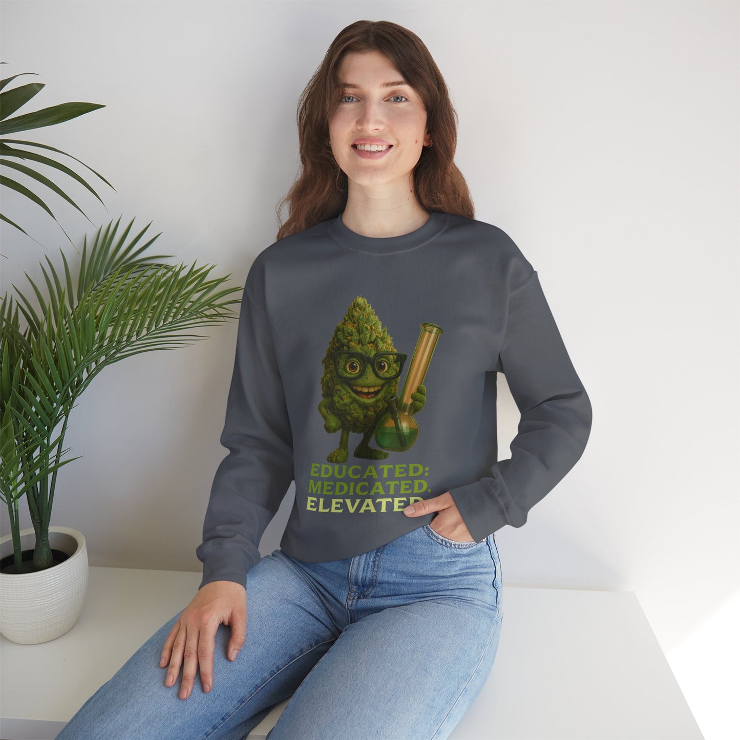 Educated. Medicated. Elevated. Crewneck Sweatshirt – Bud Edition