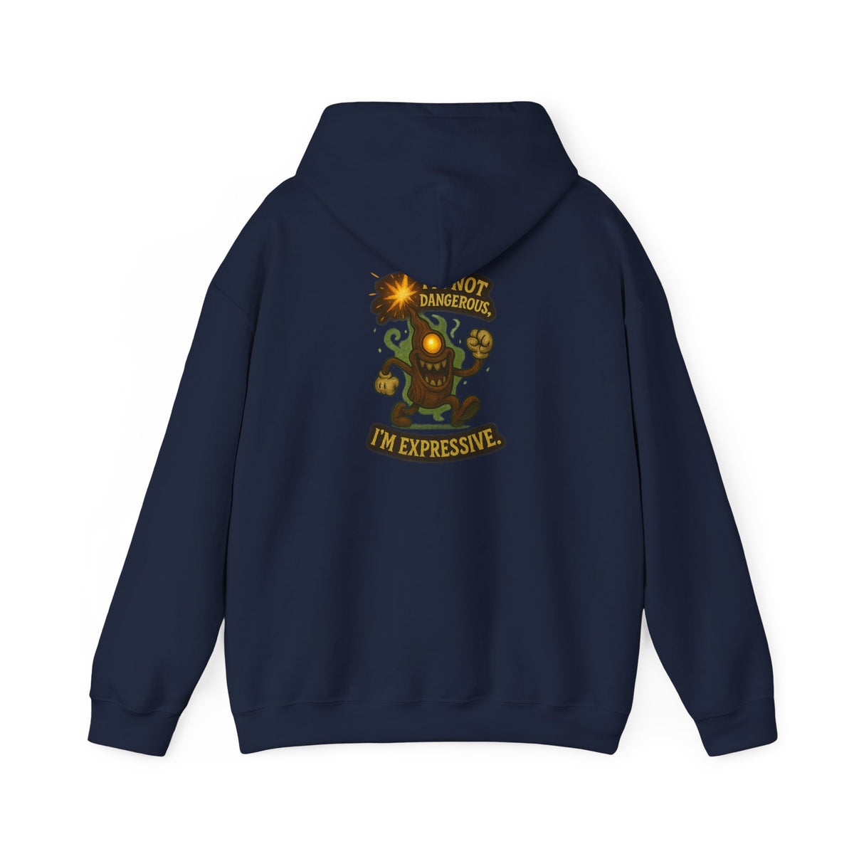 Expressive Pumpkin Character Hoodie — "Not Dangerous, I'm Expressive" Halloween Sweatshirt