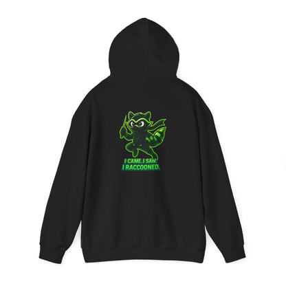 Raccoon Mascot Hoodie – "I Came, I Saw, I Raccooned" Graphic Pullover