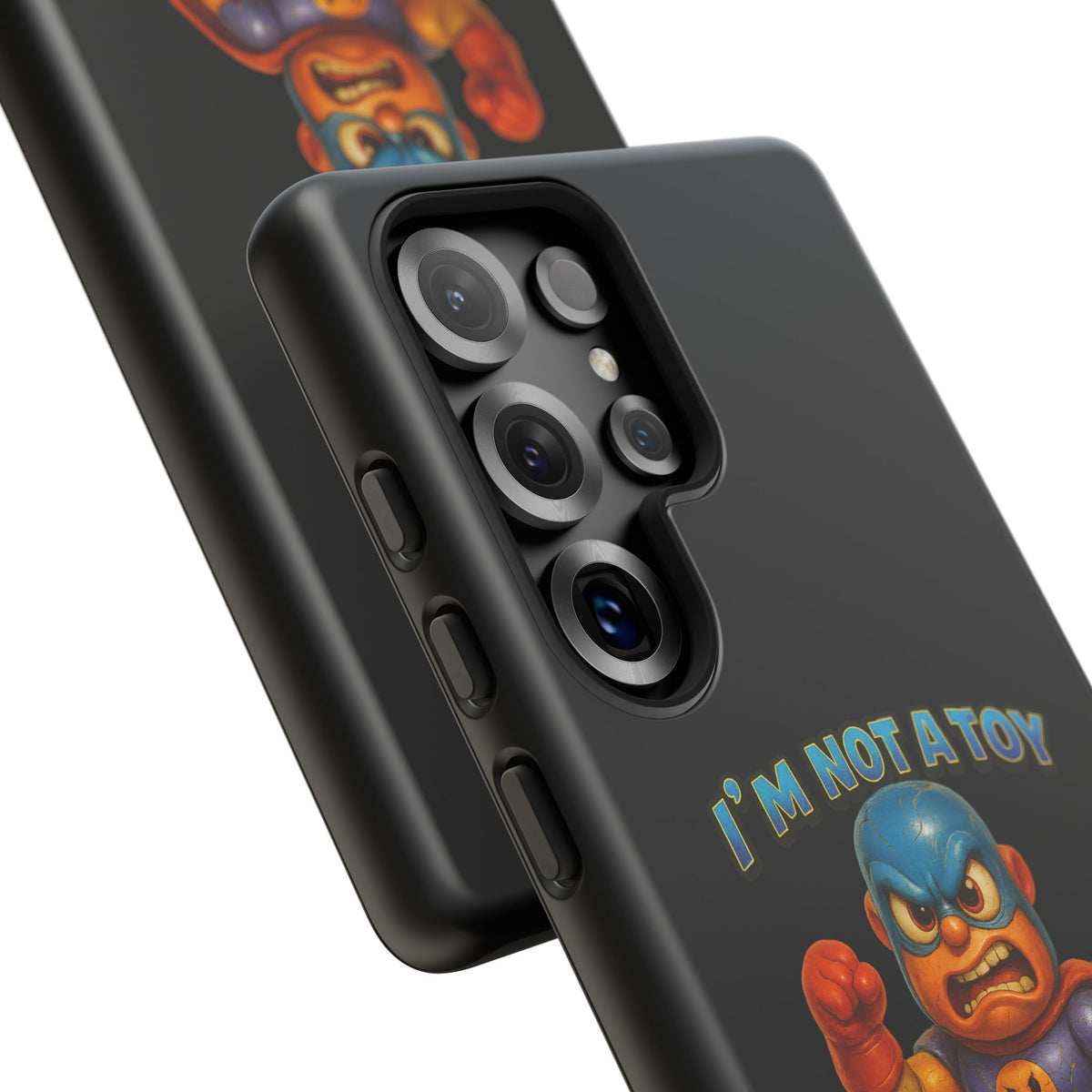 Phone Case — "I'm Not a Toy, I'm a Weaponized Tantrum" Cartoon Superhero Design
