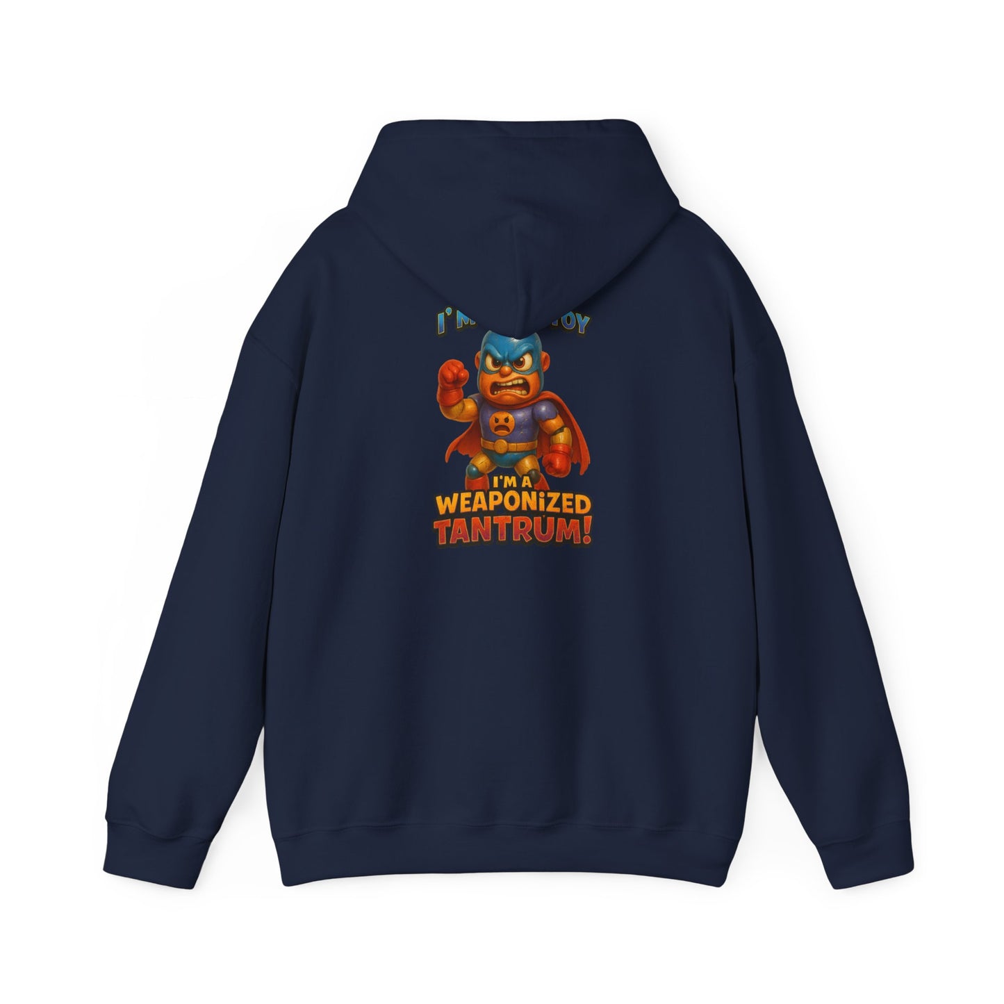 Weaponized Tantrum Hoodie — Funny Superhero Cat Graphic Sweatshirt