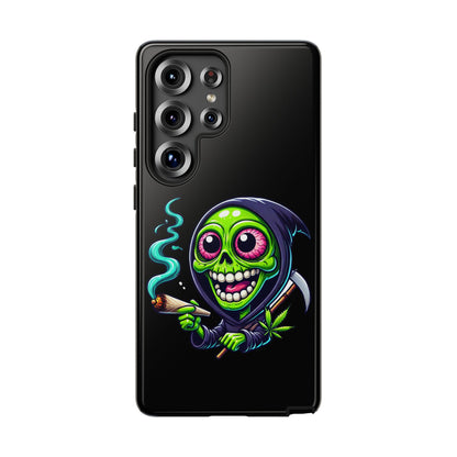 Grinning Stoner Grim Reaper Phone Case – Cannabis Skull iPhone Cover