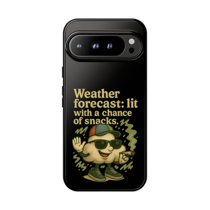 Phone Case — "Weather Forecast: Lit with a Chance of Snacks" Retro Graphic
