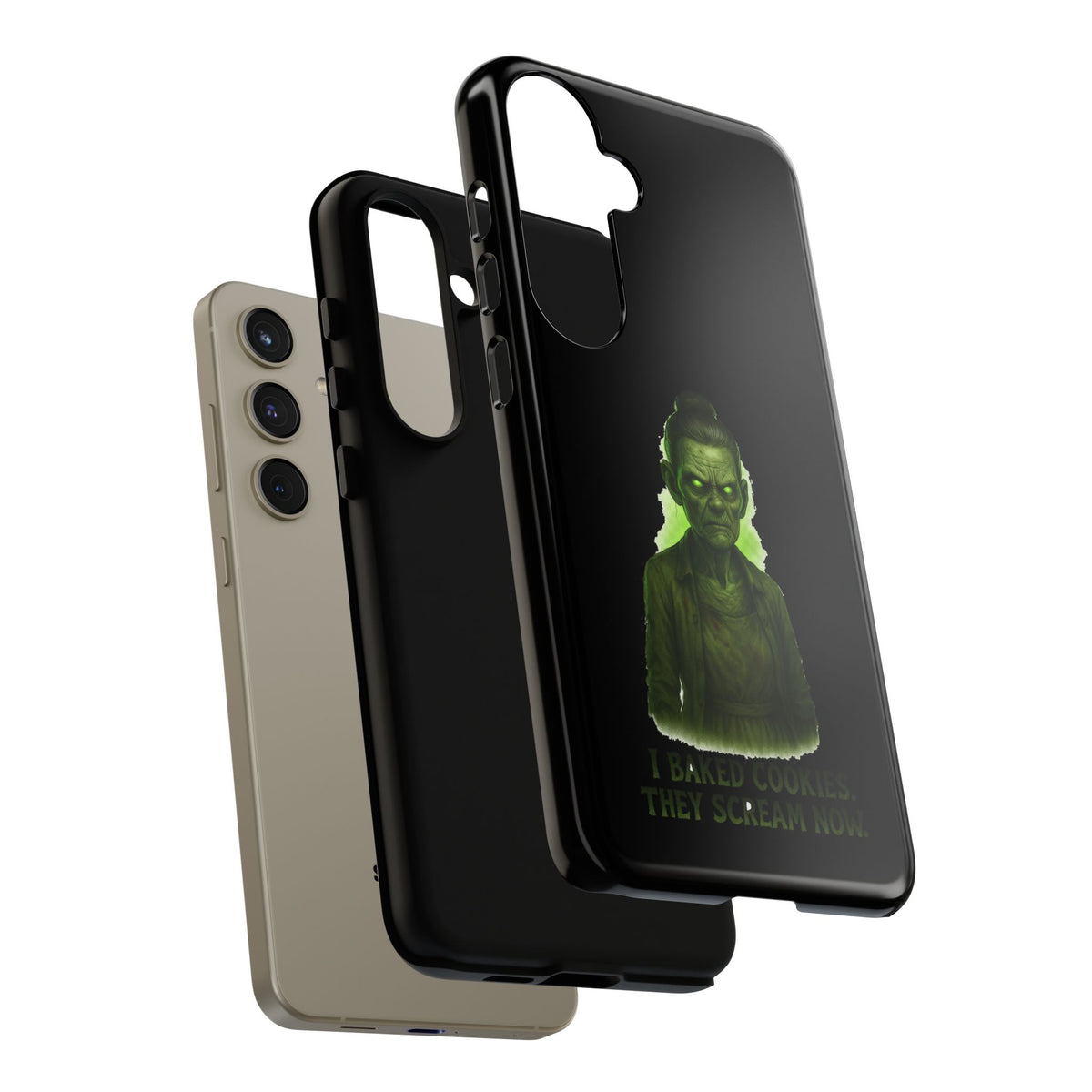 Spooky Green Ghost Phone Case — "I Baked Cookies, They Scream Now" Horror iPhone Cover