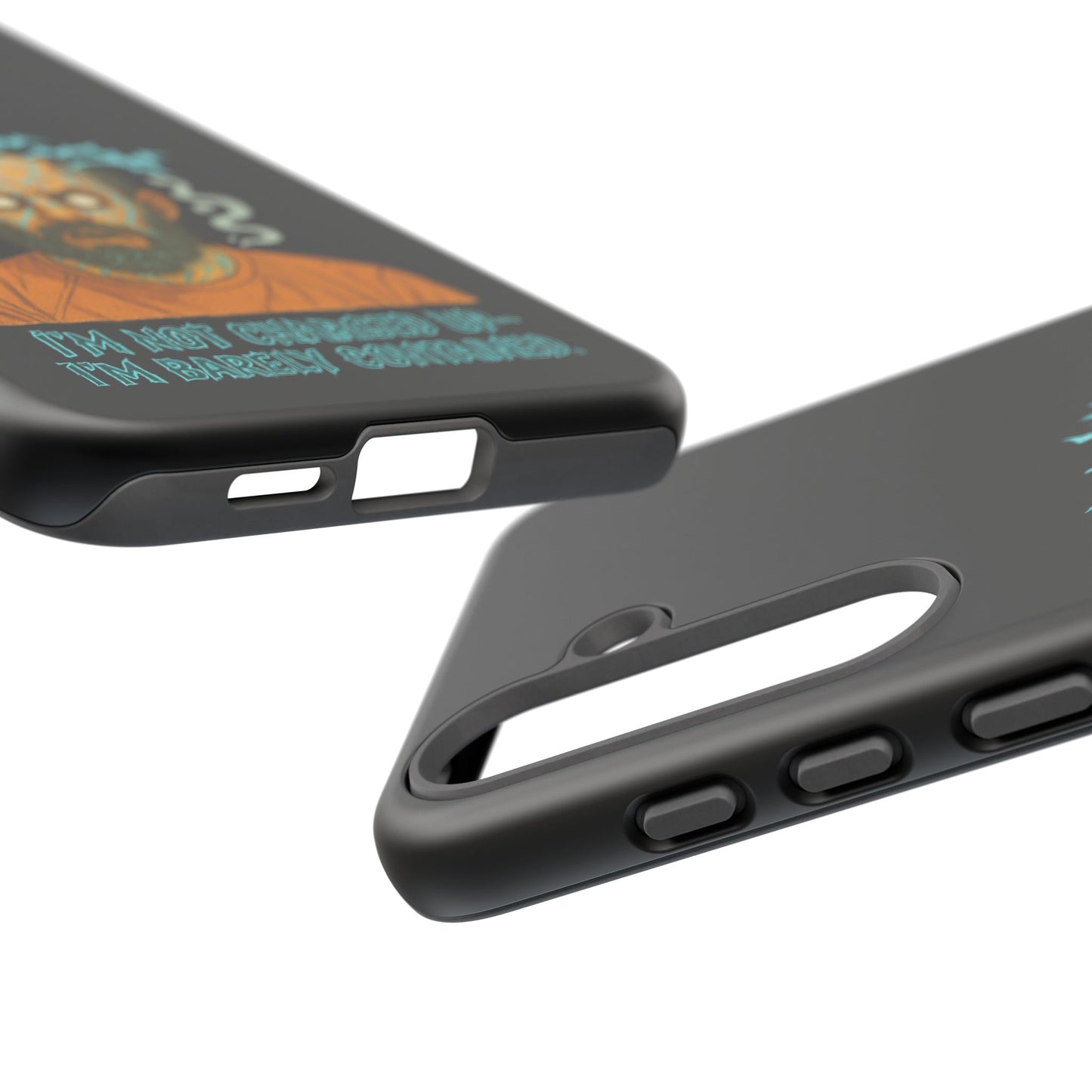 Phone Case — “I’m Not Charged Up… I’m Barely Contained” Electric Horror Design