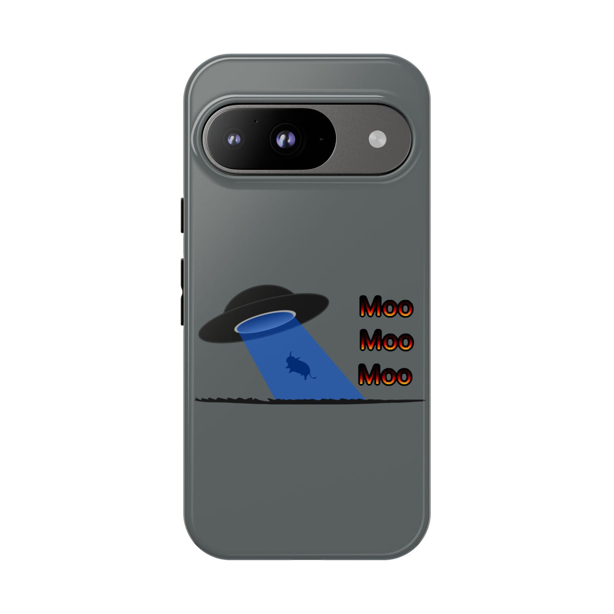 Phone Case — Funny UFO Cow Abduction Design with “Moo Moo Moo”