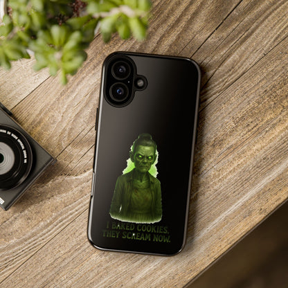 Spooky Green Ghost Phone Case — "I Baked Cookies, They Scream Now" Horror iPhone Cover
