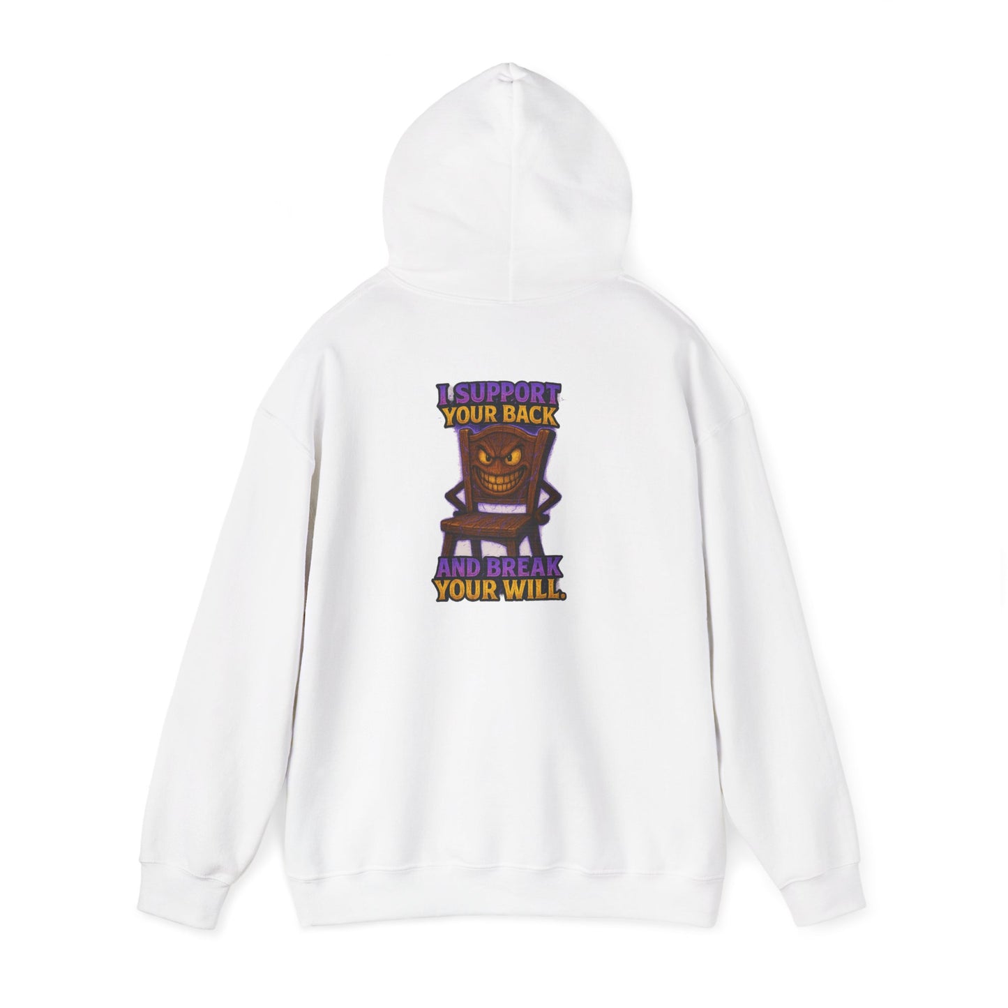Horror Throne Hoodie — 'I’ll Watch Your Back and Break Your Will' Graphic Pullover