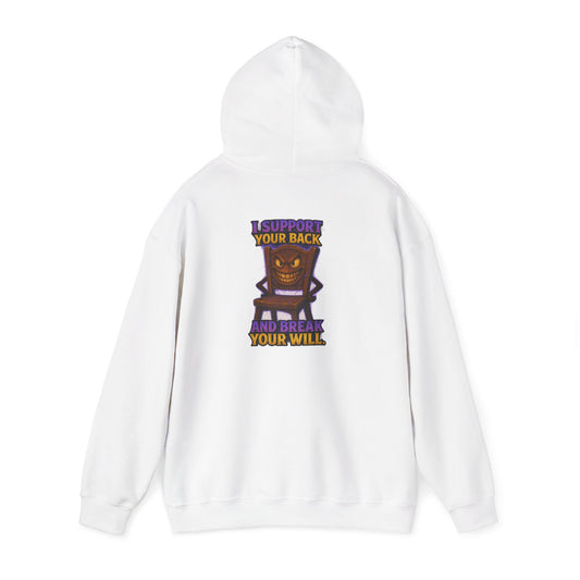 Horror Throne Hoodie — 'I’ll Watch Your Back and Break Your Will' Graphic Pullover