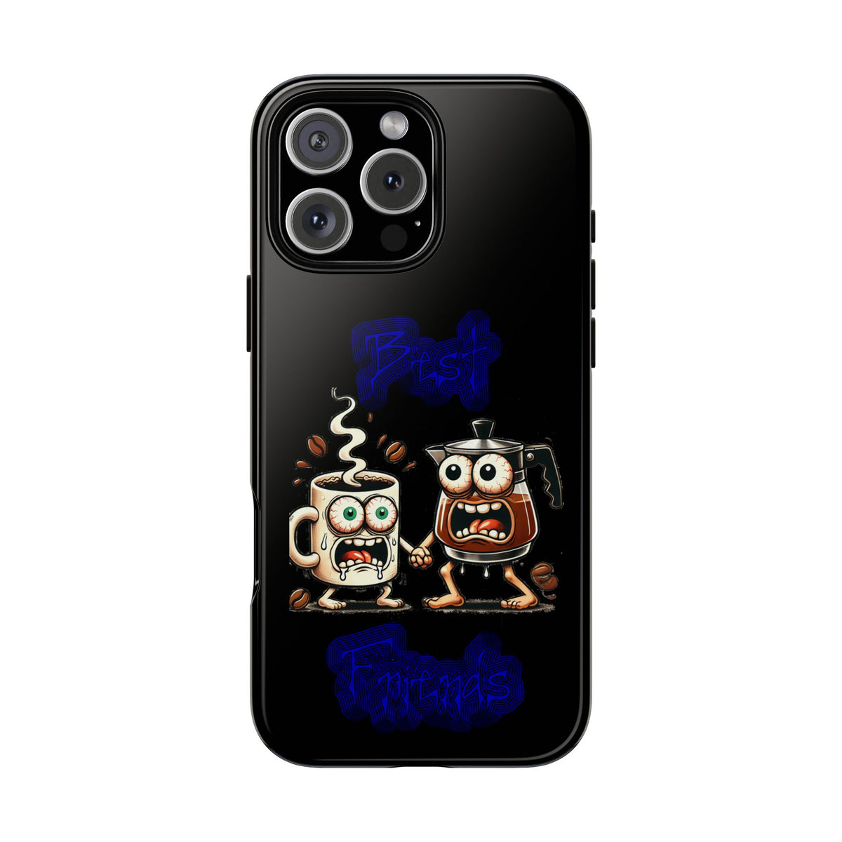 Coffee & Tea Fight Phone Case — Funny Kawaii Beverage Cartoon Tough Cases