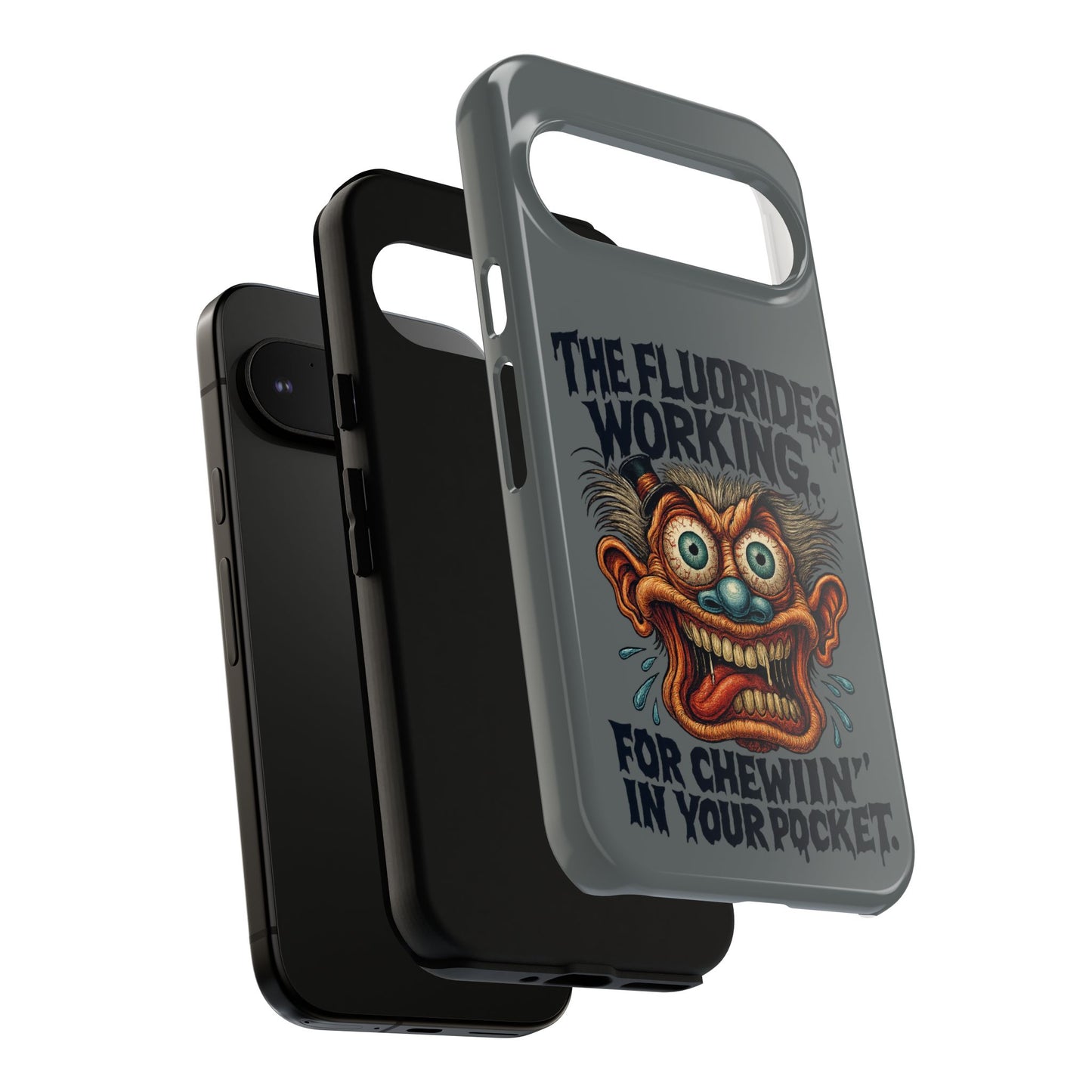 Phone Case — Retro Horror Graphic “The Fluoride’s Working” Shock Art