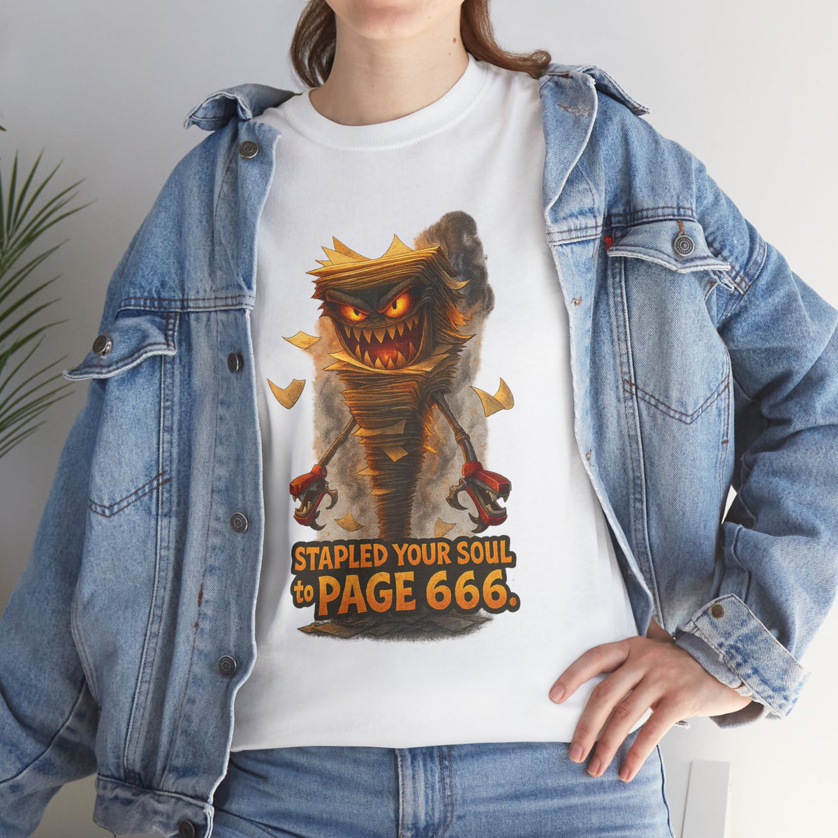 Stapled Your Soul to Page 666 T-Shirt | Demon Book Horror Tee