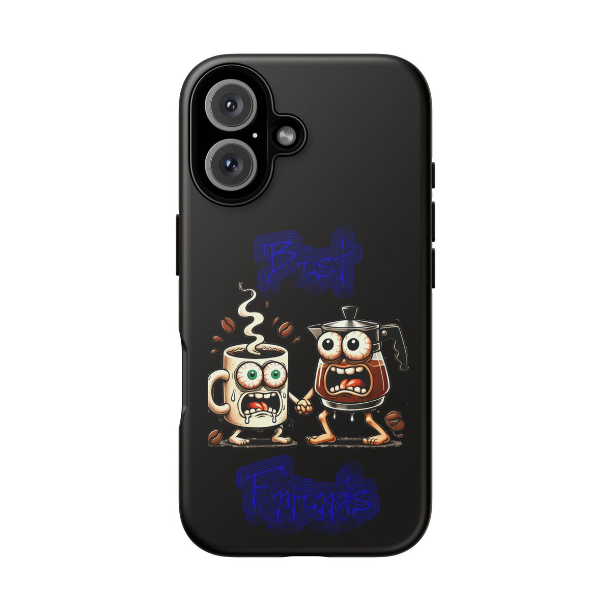 Coffee & Tea Fight Phone Case — Funny Kawaii Beverage Cartoon Tough Cases