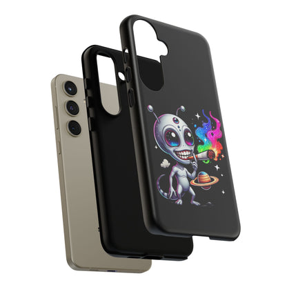 Alien Smoking Rainbow Galaxy Phone Case — Cute Cosmic Art Tough Case