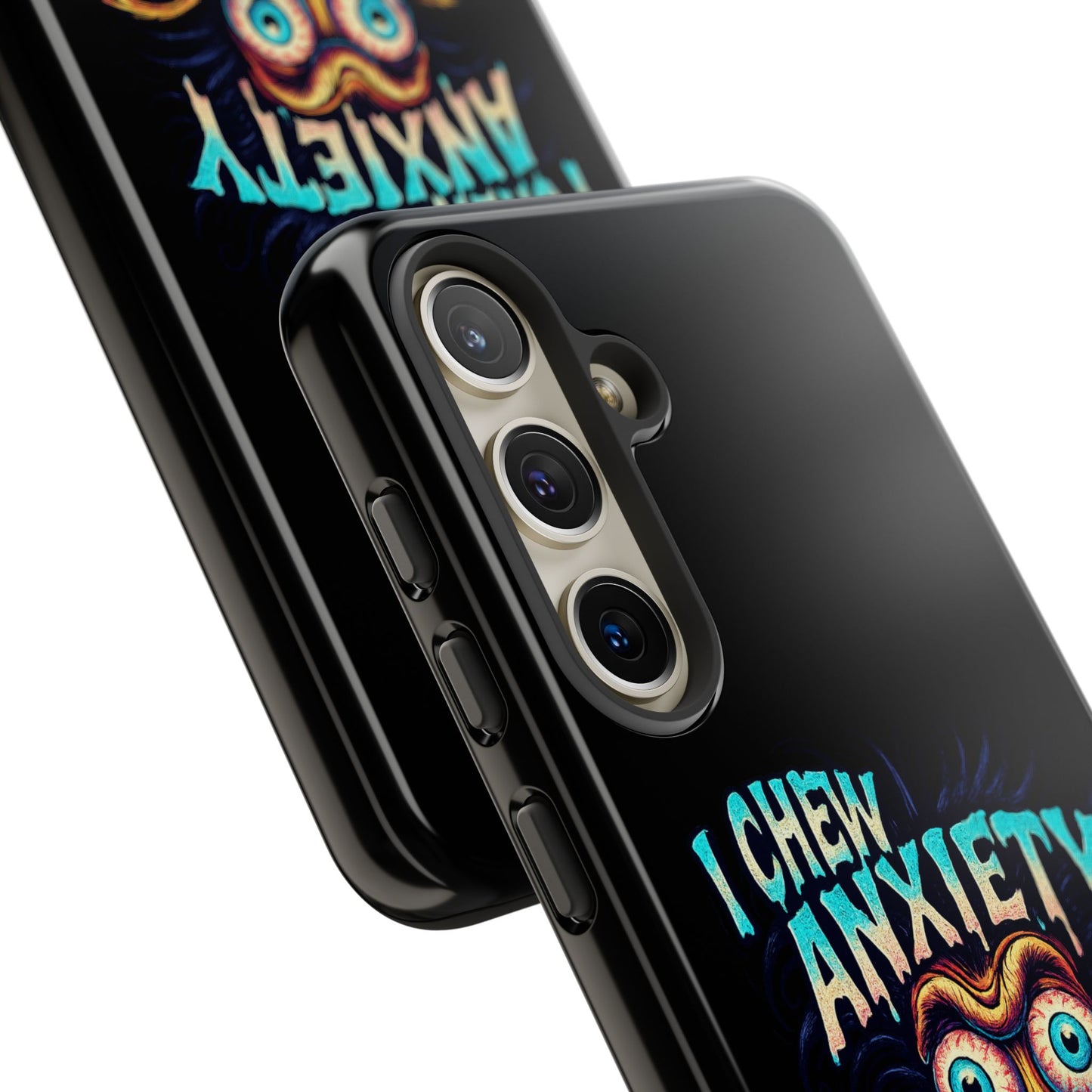 Phone Case — "I Chew Anxiety Like Bubblegum" Retro Monster Design