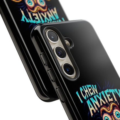 Phone Case — "I Chew Anxiety Like Bubblegum" Retro Monster Design