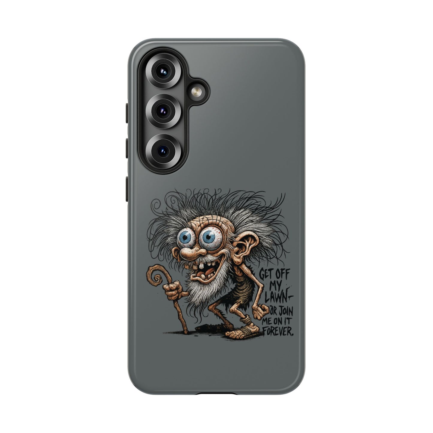 Phone Case — Funny Grumpy Troll Design: “Get Off My Lawn” Protective Cover