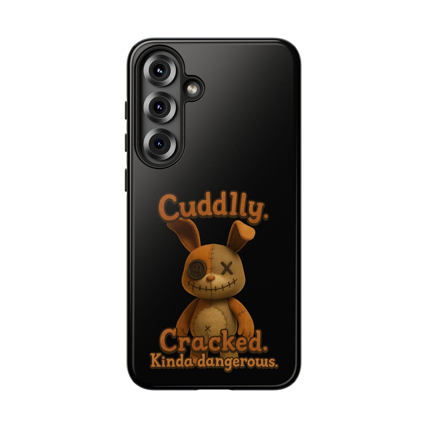 Phone Case — "Cuddly. Cracked. Kinda Dangerous." Cute Creepy Bunny Protective Case