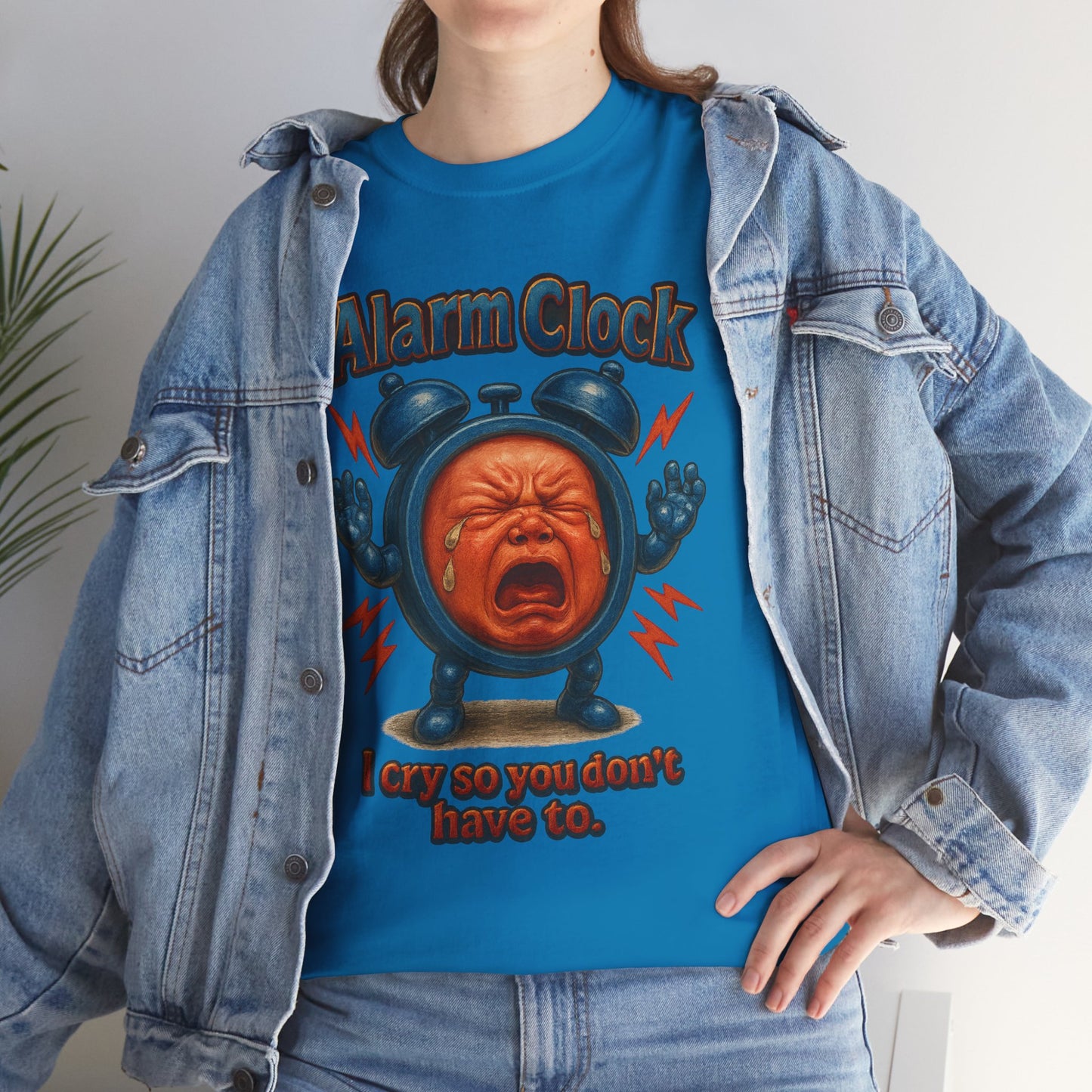 Alarm Clock Crying Baby Tee | Retro Cartoon Alarm Graphic