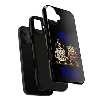 Coffee & Tea Fight Phone Case — Funny Kawaii Beverage Cartoon Tough Cases