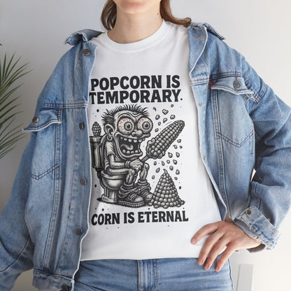 Popcorn Is Temporary Corn Is Eternal T-Shirt | Retro Skull Corn Design