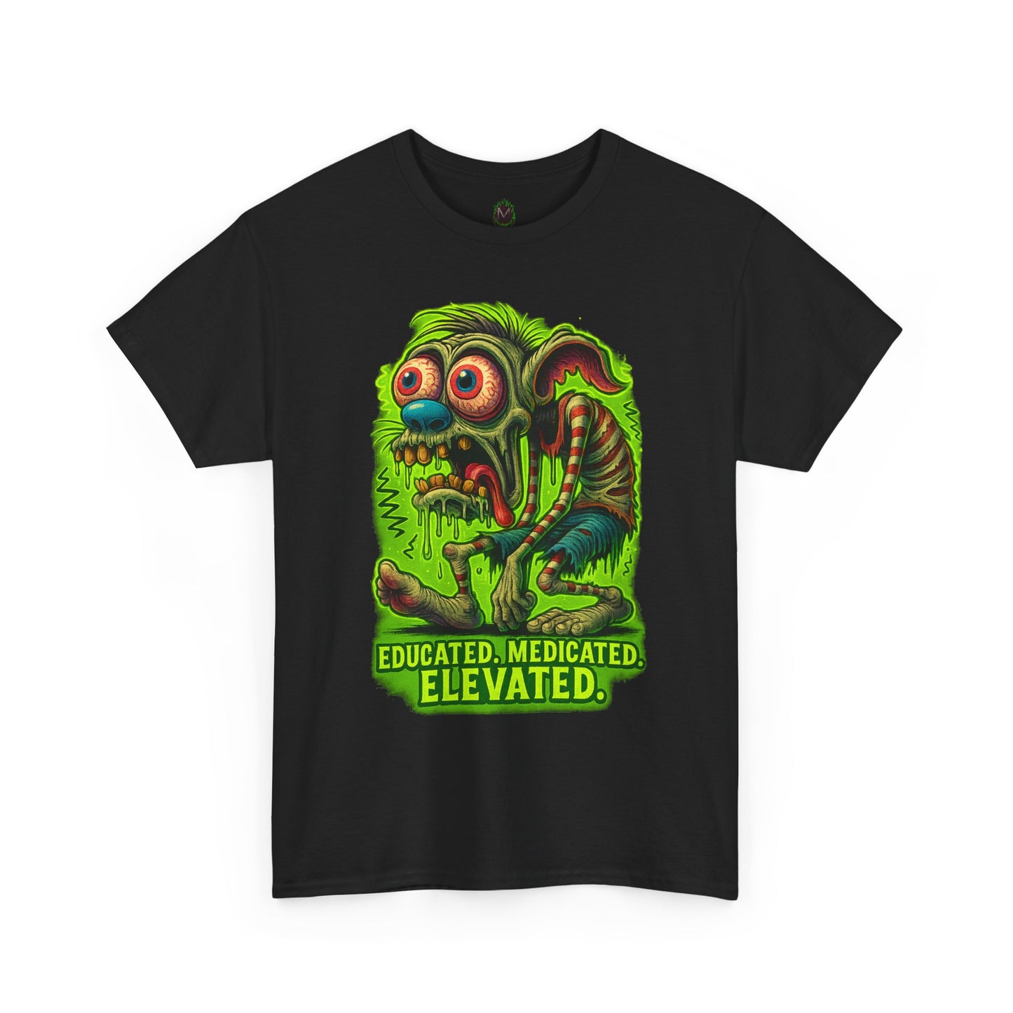 Educated. Medicated. Elevated. – Zombie Slacker T-Shirt