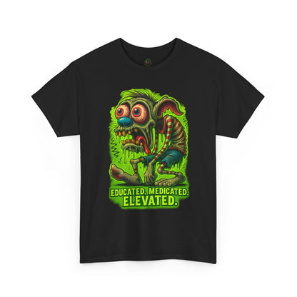 Educated. Medicated. Elevated. – Zombie Slacker T-Shirt