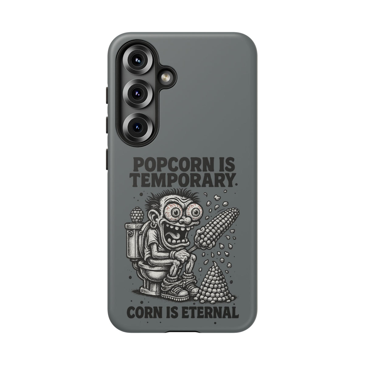 Phone Case — "Popcorn Is Temporary, Corn Is Eternal" Retro Zombie Corn Design