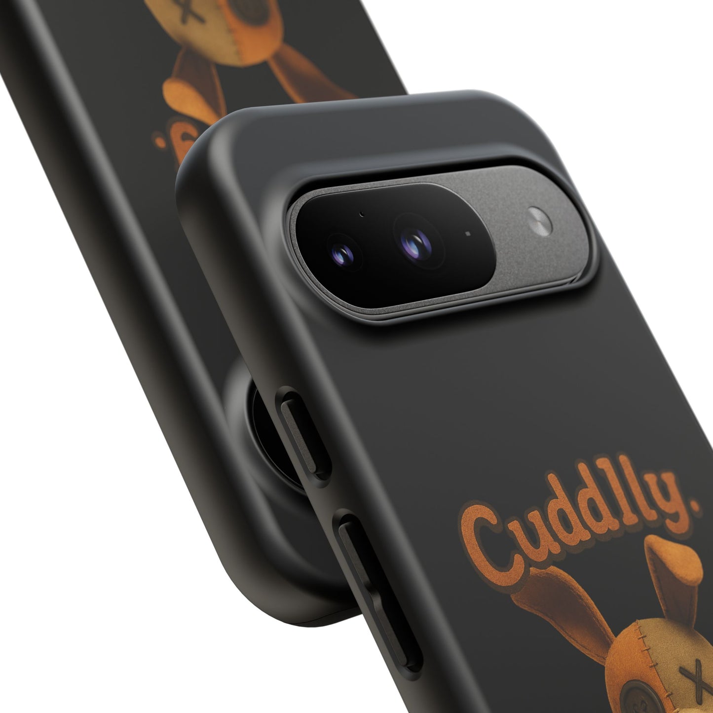 Phone Case — "Cuddly. Cracked. Kinda Dangerous." Cute Creepy Bunny Protective Case