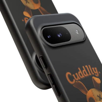 Phone Case — "Cuddly. Cracked. Kinda Dangerous." Cute Creepy Bunny Protective Case